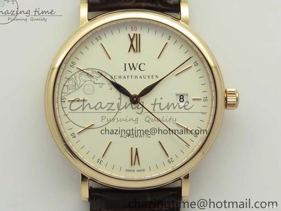 MIROTIME 0126 Portofino Automatic RG FKF 1:1 Best Edition White Dial on Brown Leather Strap A Practical 7140